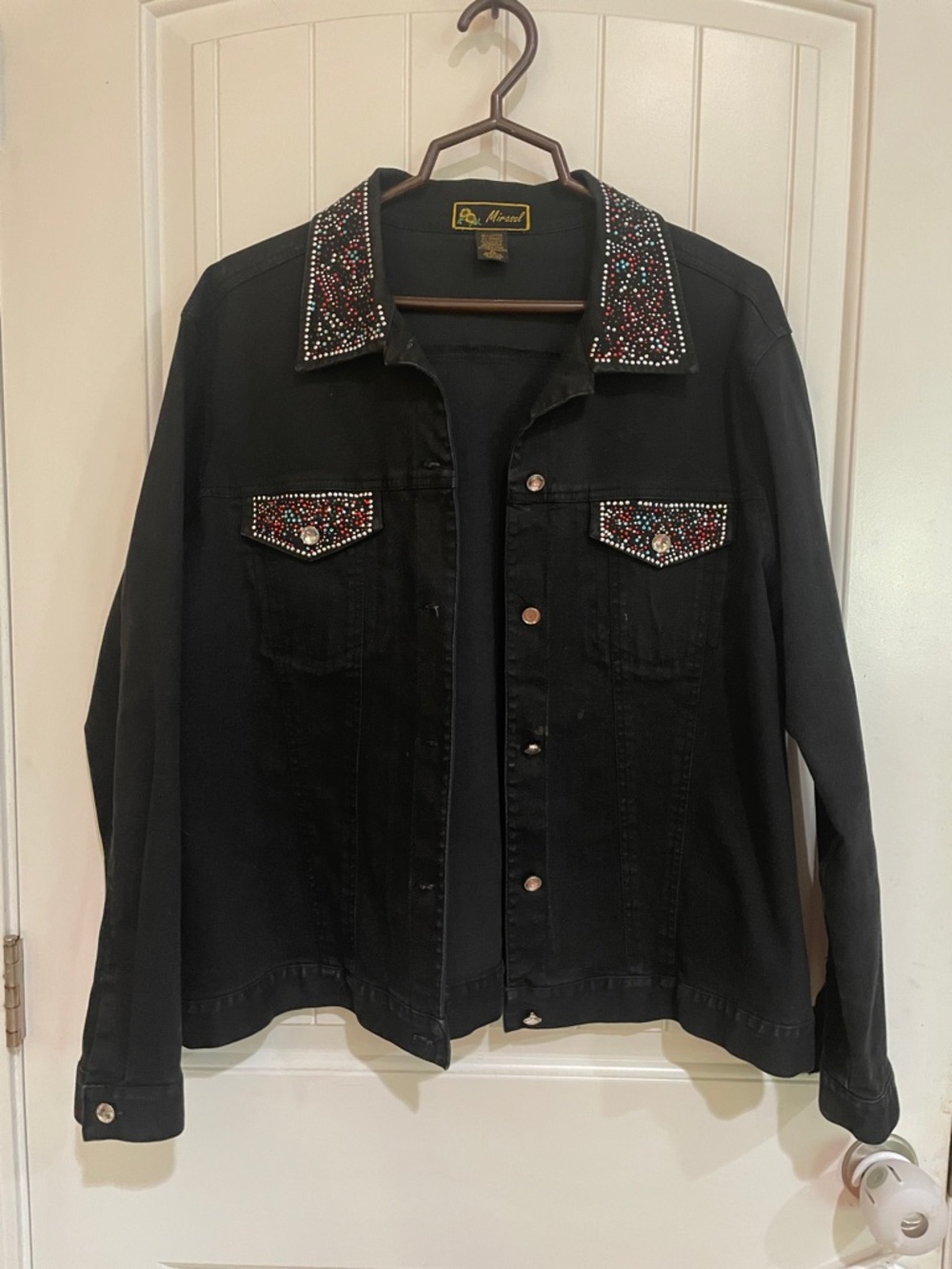Mirasol XL black embellished jean jacket